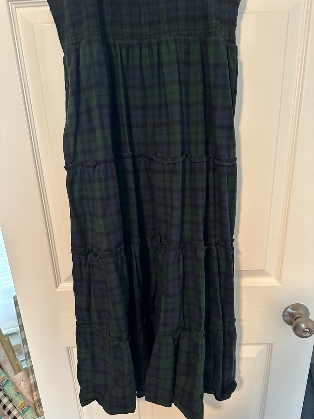 J. Crew Blackwatch Plaid Maxi Dress - Dark Green and Navy - Picture 8 of 8